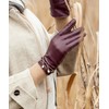 YISEVEN Women Touchscreen Sheepskin Leather Gloves Rope Knot for Winter