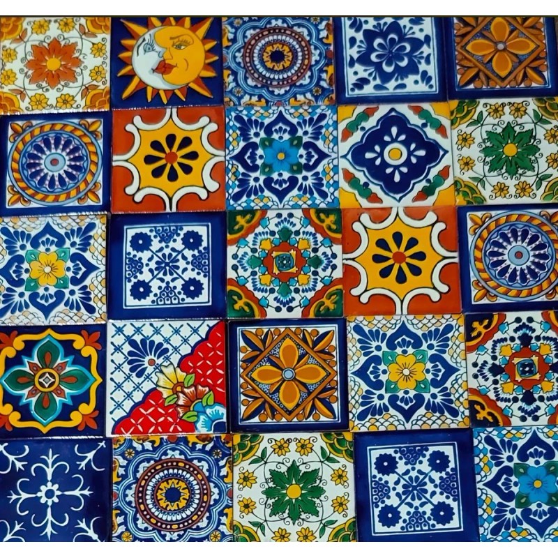 Escanver 60 Piezas Azulejo Talavera 10cm Diferentes Colores Confeti