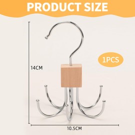 HARY Belt Hanger for Wardrobe - 6-Hook Rotating Belt Organiser & Scarf Hanger, Space-Saving Closet Storage for Ties, Bags, Hats