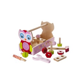 Mousehouse Gifts Cute Owl Tool Box Tool Kit Pretend Play Wooden Toy for Girls