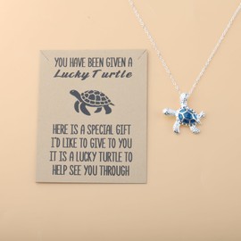 Good Luck Turtle Necklace Turtle Pendant Necklace Sea Turtle Lover Jewelry Turtle Ocean Sea Life (A Lucky Turtle necklace ca)