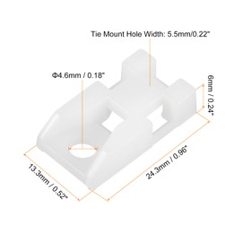 MECCANIXITY 250pcs Cable Tie Base Saddle Type Mount Wire Holder, 0.96"x0.52"x0.24" Wire Clips Organizer Holders Clamps for Electronic Wires, White 0.18"Dia