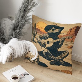 Funny Throw Pillow Covers 18x18, Western Cowboy Frog Decor
