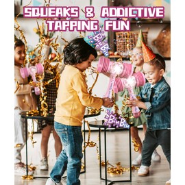 Rechargeable Bubble Wand - Bubble Machine for Kids with Squeaky Toy Hammer & LED Light - Quick Blowing Bubbles - Outdoor Toys Gifts for Toddlers Kids Ages 3+ Birthday Party Easter Wedding