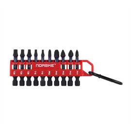 Norske Tools NIBPI613 2" Assorted Impact Torsion Screwdriver Bits (PH1, PH2-2pc, PH3, PR2-PH Drywall, T10, T15, T20, T25 and T30) 10pc Pack Bit Clip