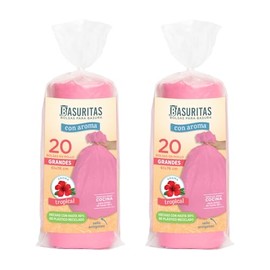 Basuritas | 40 Bolsas De Basura Con Aroma Tropical Basuritas, 61x76 cm, Pack 2x20
