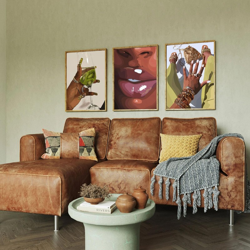 Black Woman Wall Art Set of 3 Black Girl Wall