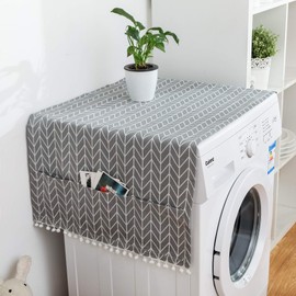 Dustproof Washer and Dryer Covers for The Top Fridge Dust Cover,Anti-slip Washer and Dryer Top Covers for Home and Kitchen-Grey Arrow