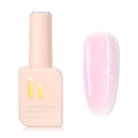 idyllbeauty Glossy Builder Nail Gel 4 in 1, Soak Off Led Gel, Shimmering Builder Base Gel, Nail Accessory for Home Salon, For Nails Thickening (Cherry, Color)