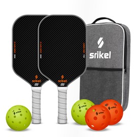 Srikel Pickleball Paddles Set of 2 – USAPA Approved T700 Raw Carbon Fiber, Professional Pickle Ball Rackets 2 Pack with 4 Balls,1 Bag & Grip Tapes for Men and Women