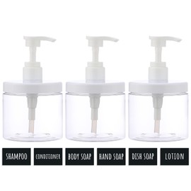 Segbeauty Dispenser, Large Diameter Refill Bottle, 16.9 fl oz (500 ml), Transparent, Clear, Easy to Fill, Soap Container, Shampoo, Conditioner, Body Soap