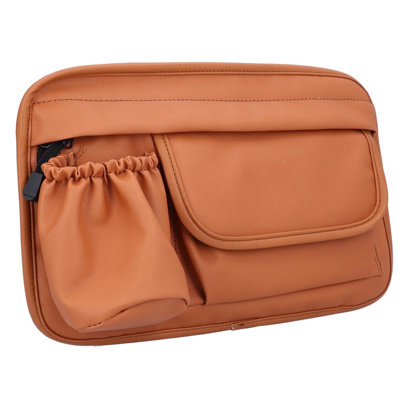 Waterproof Storage Bag Artificial Leather Brown Zipper Organizer for Vespa