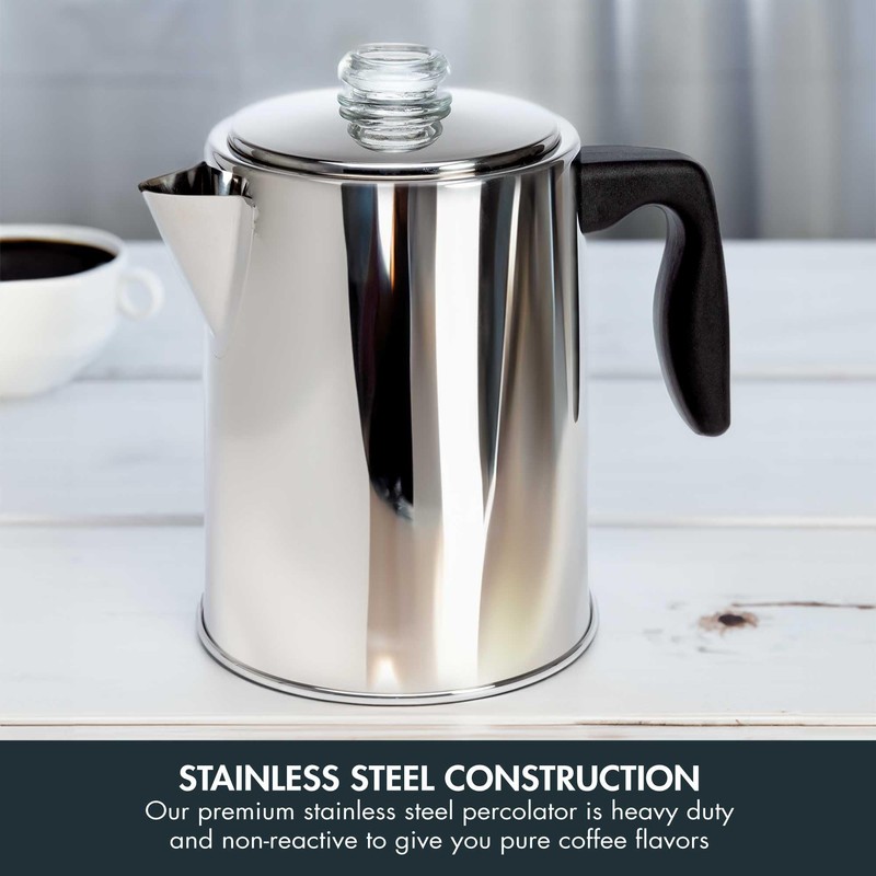 Primula Stovetop Coffee Percolator, Premium Stainless Steel Coffee Maker with