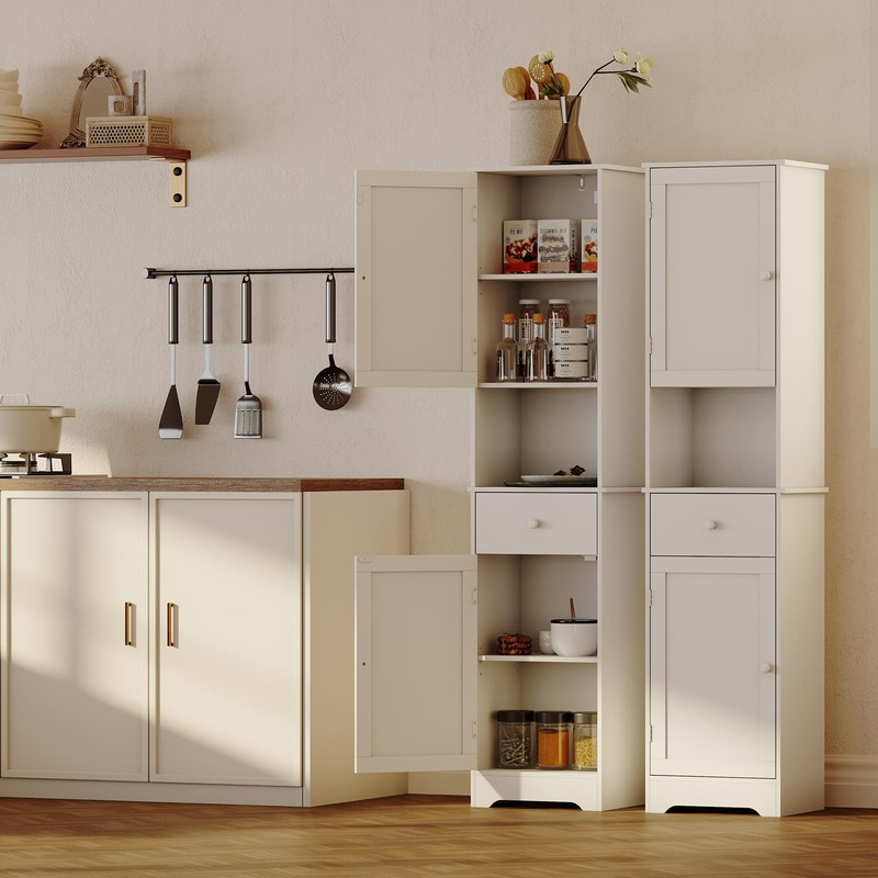 Viaozutis Tall Bathroom Cabinet, Storage Cabinet with 2 Doors &