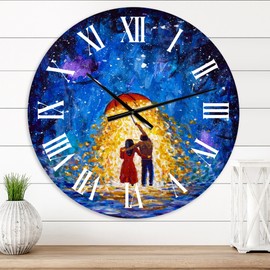 Designart 'Couple In Love Walks Under Glowing Umbrella' French Country wall - 36 in. high, 36 In. Wide