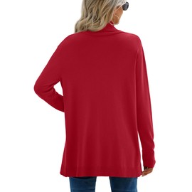 GRECERELLE Women's Open Front Cardigan 2024 Lightweight Long Sleeve Casual Business Trendy Sweater Outwear, Red, XX-Large