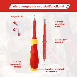 NISHZHU 26 Pieces 1000V Insulated Electrician Screwdriver Set Professional Electric Screwdriver Set Tool Accessory for with Case