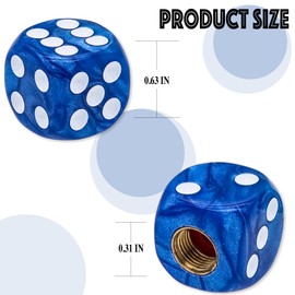 MEAJOO 8PCS Pearl Pattern Dice Tire Valve Stem Caps, Leak-Proof Air Protection | Light-Weight Universal Tire Valve Stem Covers for Cars, SUV, Trucks, Bikes, Motorcycles, Bicycles(Blue)