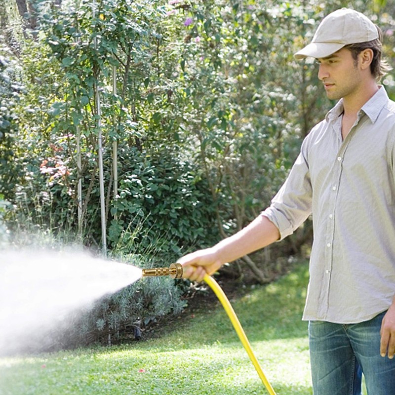 ATDAWN Brass Hose Nozzle, Heavy-Duty Brass Adjustable Twist Hose Nozzle,