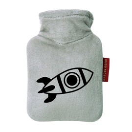 Huuraa Taschenwärmer Rakete Raumschiff Geschenk 0,2 Liter Grey Mini Veloursbezug Rakete Geschenkidee
