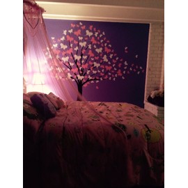 Innovative Stencils Large Wall Tree Baby Nursery Decal Butterfly Cherry Blossom 1139 (6 Feet Tall) (Soft Pink and White)