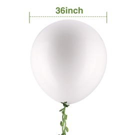 10 Pieces 36 inch White Balloons White Giant Balloons Big Large Balloons with 65 Feet Long Artificial Vine for Wedding Birthday Party Decorations