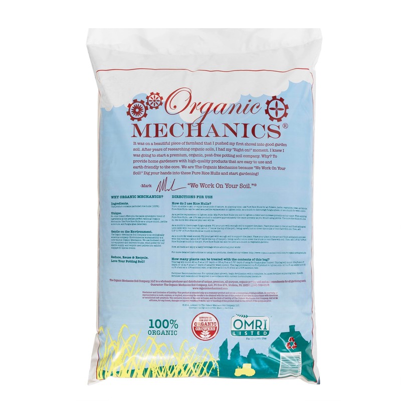 Organic Mechanics Pure Rice Hulls, 2 Cu Ft - Sustainable