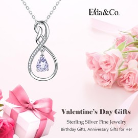 ELDA & CO. Valentiens Day Birthday Gifts Wife Jewelry June Birthstone Light Purple Alexandrite Necklace Women Forever Love Infinity Sterling Silver Necklace