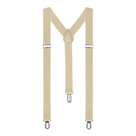 Boolavard® TM Braces/Suspenders One Size Fully Adjustable Y Shaped With Strong Clips (Beige)