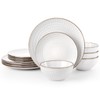 Famiware Eden Embossed Plates and Bowls Sets, Stoneware Dinnerware with
