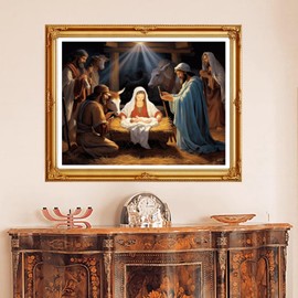 DMCVIVR Stamped Cross Stitch Kits for Beginners Adults Needlepoint Kits for Beginners Embroidery Kits for Adults Crossstitch Kit for Beginners 11CT-Nativity 16x20 inch