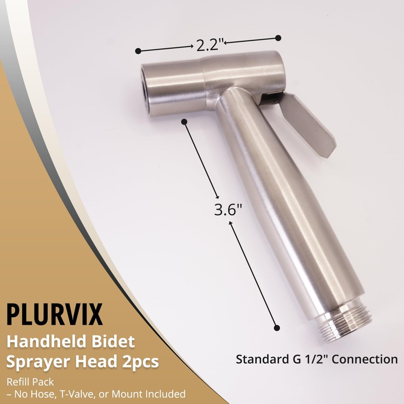 Plurvix Handheld Bidet Sprayer Heads, 2 PCS Stainless Steel Replacement