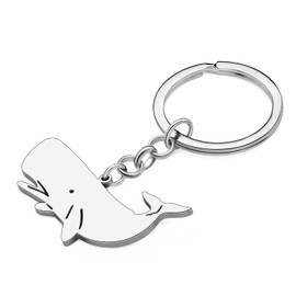 TIZURO Stainless Steel Cute Whale Keychain Fun Ocean Animals Car Keys Keyring Jewelry For Women Wallet Bags Charms Gifts (Silver Plated)