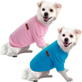 HuaLiSiJi Dog Jumper, Fleece Dog Jumper, Large Dog Sweatshirt, Warm and Lightweight, with a Soft Texture, Easy to Wear and Bright Colours (S, Blue + Pink)