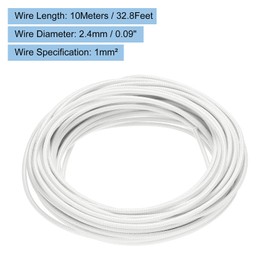 QUARKZMAN 10 Meter/32.8ft 1mm2 Flexibles Silikon Hochtemperatur Geflochtenes Kabel -60 bis 300 Grad Celsius Isoliertes Widerstandsfähiges Elektrokabel für die Industrie, Weiß