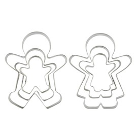 Funny Gingerbread Man Cookie Cutters, Boy and Girl Cookie Cutter Set Molds, 6 Piece