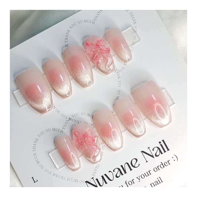 Petal Fog Light [Handmade Nail Tip] Magnetic Gel - Coffin