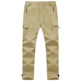 BGOWATU Hiking Pants for Men, Lightweight Quick Dry Cargo Pants, Stretch Outdoor Sports Pants for Men, Mens Fishing Pants Khaki L
