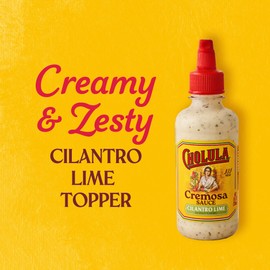 Cholula Cremosa Sauce, Cilantro Lime, Mild Heat, Creamy Squeezable Topping for Tacos, Enchiladas, Soup, Tostadas, Eggs and More, 8 fl oz