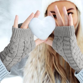 Tavaleu Fingerless Gloves for Women Arm Warmers, 3 Pairs Winter Warm Thumb Hole Mittens Knitted Soft Arm Wrist Sleeves