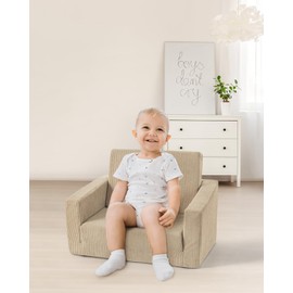 Jouha Toddle & Kids Chair,2-in-1 Soft Toddler Couches That Fold Out,Toddler Chairs Comfy 1-3 Years Old,Convertible Sofa to Lounge,Beige