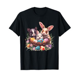 Easter Day Ferret Easter Ferret Bunny Ears Eggs Basket T-Shirt