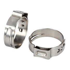 MISPIRE 12 pcs Single Ear Hose Clamp, 36.4-39.6mm Constant Tension Crimp Stepless Cinch Rings Crimps for PEX Tubing Pipe Fitting Connection Water Pipe, Plumbing and Automotive Use