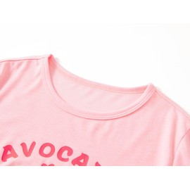 Tebbis Trendy Pink Avocado Pajamas for Big/Teen Girls 2-Piece Soft Tee & Shorts PJ Jammies Set Size 14