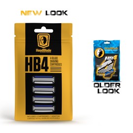 HeadBlade Men's HB4 Refill Shaving Razor Blades - 4 Stainless Steel Blades for No Tugging or Pulling, Shave Less, Works for Face, Body, and Scalp (12 Blades) 3 Pack