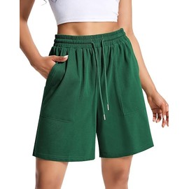 EBANKU Damen Sweatshorts, lässige Sommer Lounge Laufshorts, Bequeme Sportshorts mit hoher Taille und Taschen fürs Fitnessstudio