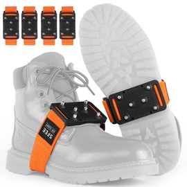 Sfee 2 Pairs Crampons Ice Cleats for Shoes and Boots, Easily Rotate Anti-Slip Shoe Grip Non Slip Tungsten Spikes Traction Ice Grippers with Adjustable Straps Women Men for Indoor/Outdoors, Climbing