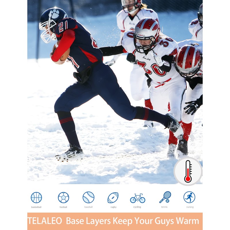 TELALEO Boys' Girls' Long Sleeve Compression Shirts Thermal Fleece Lined