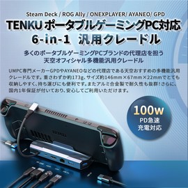 TENKU Portable Gaming PC Compatible 6-in-1 Universal Cradle Docking Station Dock Steam Deck/ROG Ally/ONEXPLAYER/AYANEO/GPD PD Support 100W Stand LAN Port Ethernet Support HDMI 4K60Hz