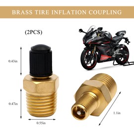 MUQIDA 2PCS Brass Air Inflator Adapter, 1/4" NPT (M) to Standard Schrader Valve (M) with Sealing Caps, Anti-Corrosion Pipe Fittings Male Threads Valve Core for Air Compressor Tanks